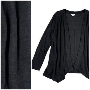 J Jill Love Linen Cardigan Women M Black Lightweight Summer Layer Minimalist